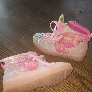 Skechers Pink Glitter Winged Sneakers